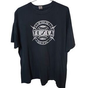 Tesla Rock Band Tour Navy Blue Men’s 2XL Graphic T-Shirt MINTY Sacramento CA